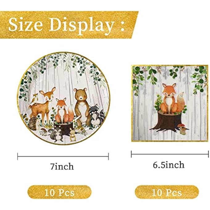 JUNGLE SAFARI PARTY TABLEWARE SET FOR 10 GUESTS, 10 NAPKINS WITH ANIMAL PLATES AND 10 PAPER PLATES JUNGLE BIRTHDAY TABLEWARE KIT, FOR WILD ONE BIRTHDAY BABY SHOWER DECORATION BOY - Image 2